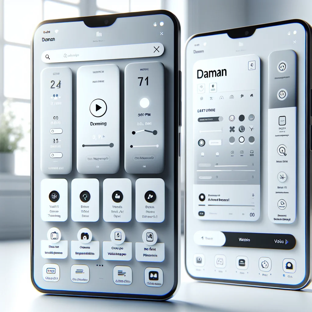 Daman app user interface showcasing its features